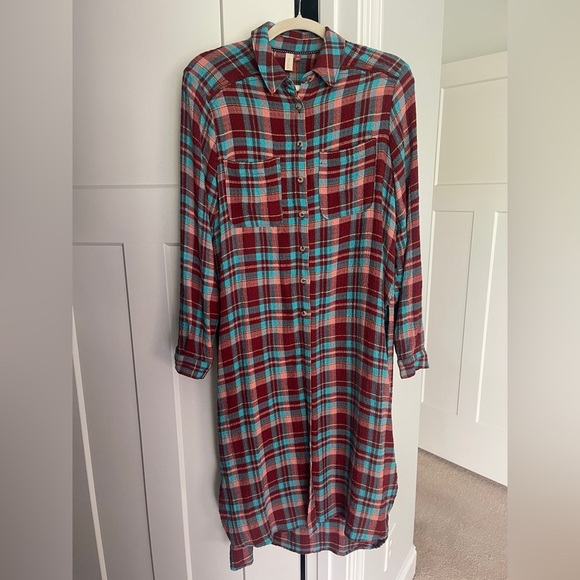 Pilcro Anthropologie Buttom Down Top Duster Side Slit Tunic - Picture 3 of 7